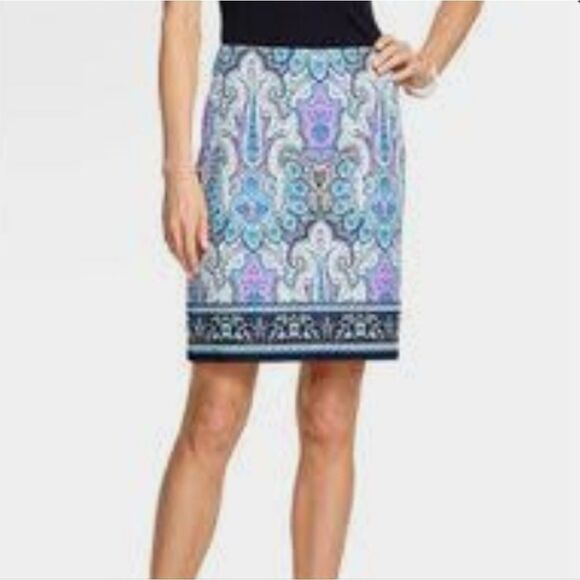 Talbots Paisley Canvas Cotton A-Line Skirt - Picture 1 of 15